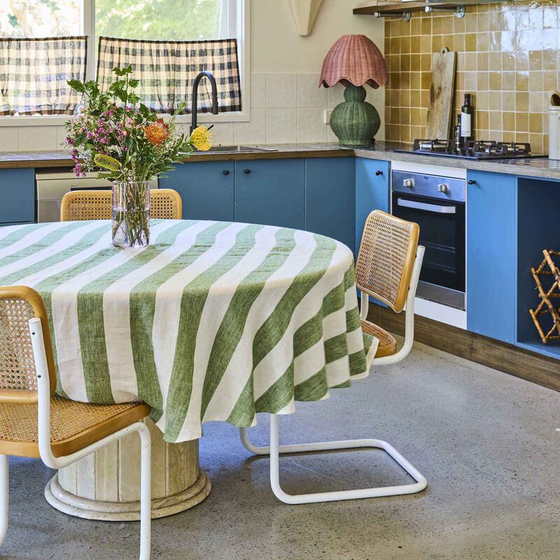Kip&Co Moss Stripe Tablecloth Round image number 1